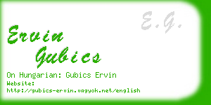 ervin gubics business card